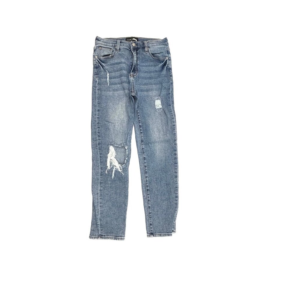 Fashion Nova Distressed Straight Women's size 7 Medium Blue Denim jeans